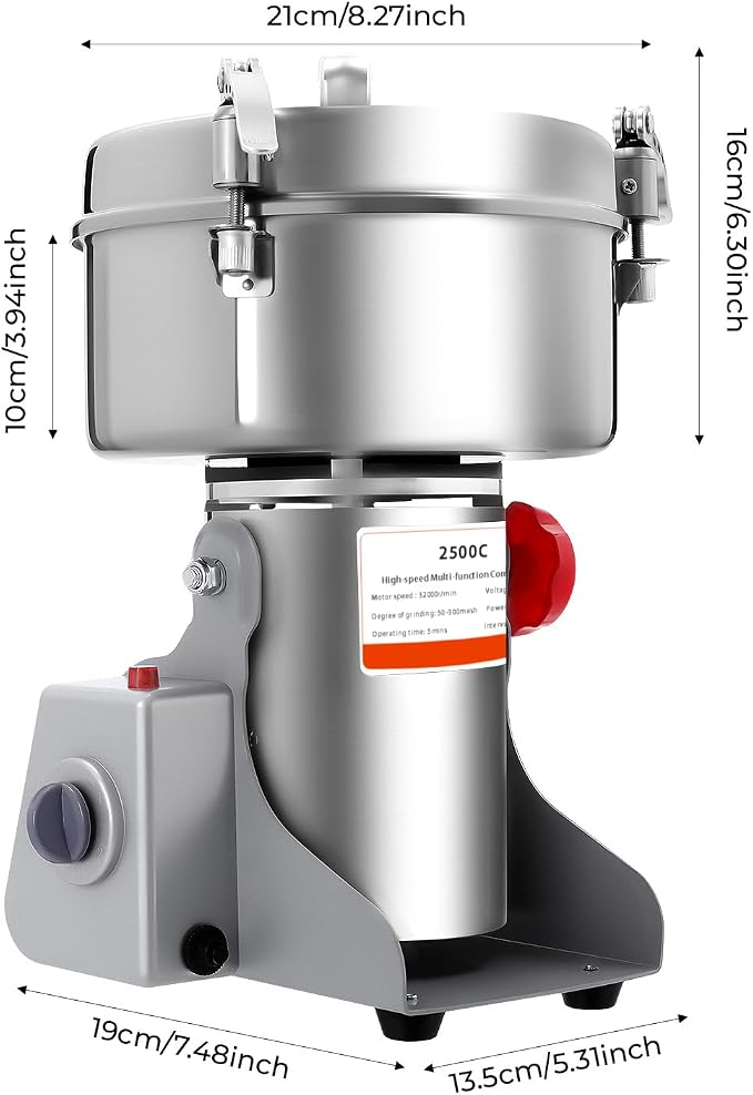 Electric Grain Mill, 2500g Capacity High-speed Grain Mill Grinder, Food-grade