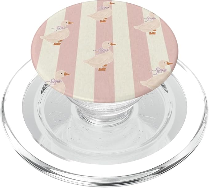 Pink Stripe Duck Pattern PopSockets Adhesive PopGrip