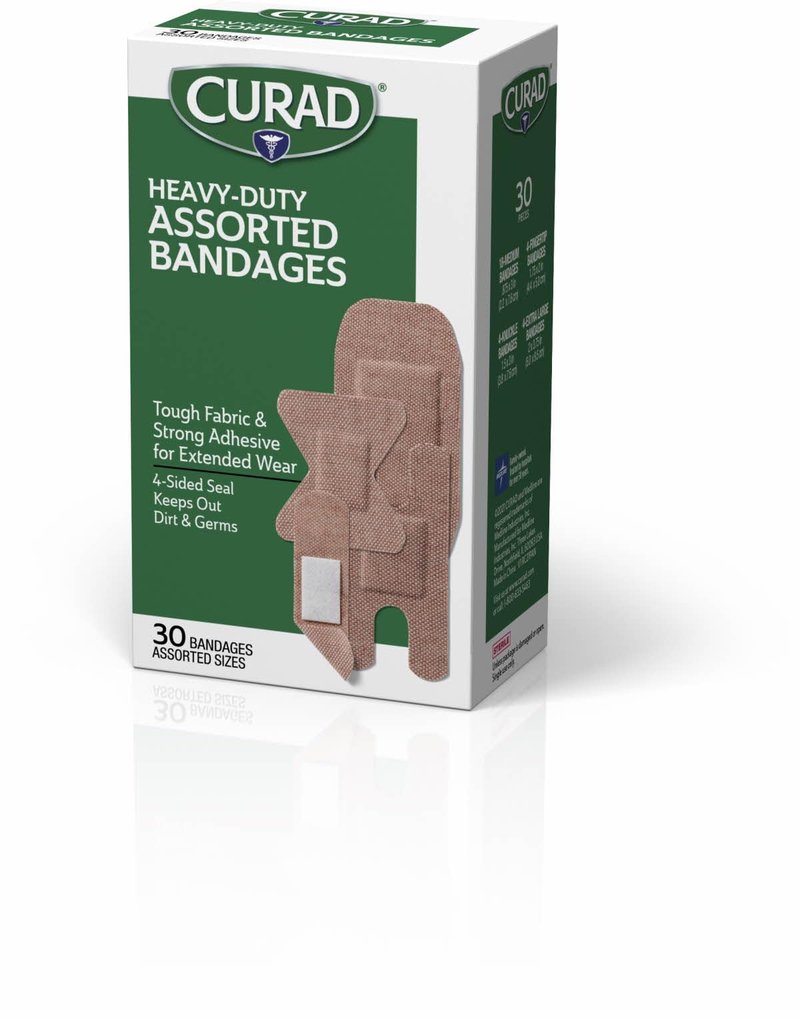 Curad Extra-Long Heavy-Duty Bandages, Assorted Sizes, 30 Count, 1 Box