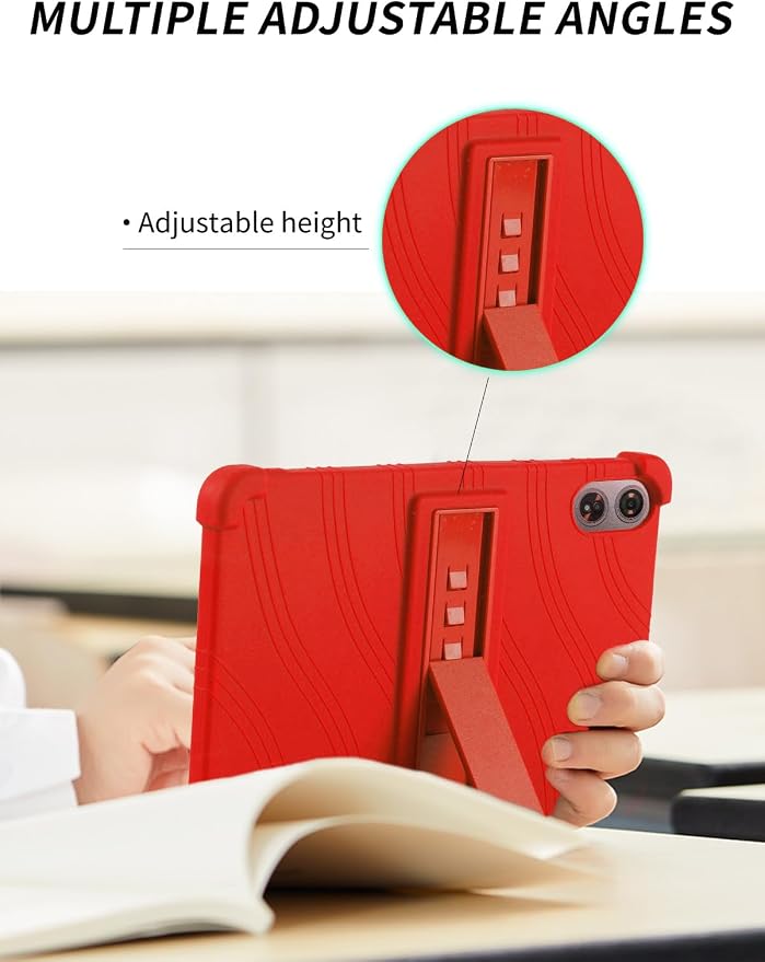 Case for Odea A12 Android 15 Tablets 12 Inch Tablet 2025- Soft Silicone Shock Proof Lightweight Stand Rubber Shell Protective CoverKids Friendly Soft Silicone Adjustable Stand CoverBlack
