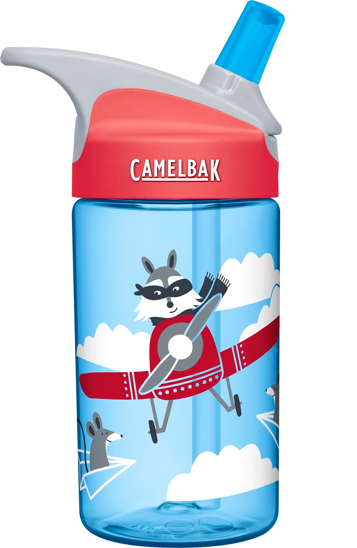 CamelBak Eddy Kids Water Bottle with Big Bite Valve, Spill‑Resistant Easy‑Sip Design for Everyday Hydration, 12oz, Airplane Bandits