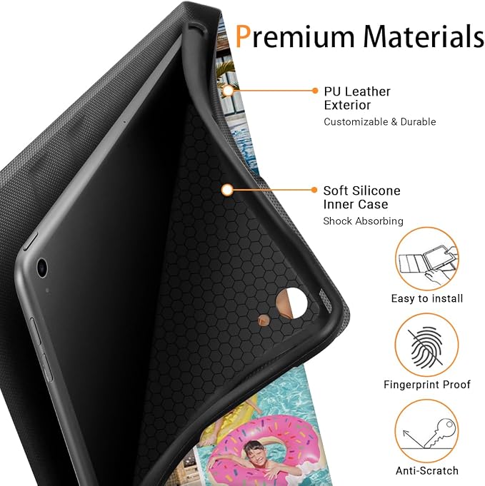 Custom Case for iPad Air 3rd Generation 2019 / iPad Pro 2017 10.5 inch Personalized Customized Picture Logo Text Name PU Leather Tablet Cover Premium Folio Flip Stand Case Auto Wake/Sleep
