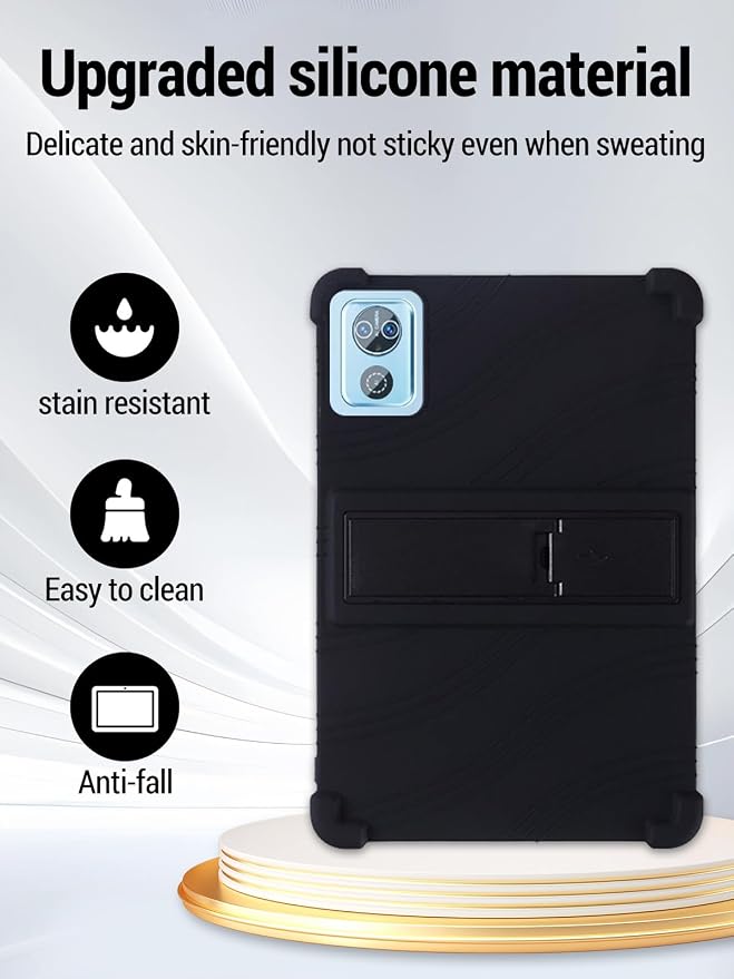 for DEERTiME E15 10 inch Android 15 Tablets Protective caseShockproof Lightweight Silicone Protective Cover with StandChild-Friendly ProtectionEasy to Clean DesignBlack