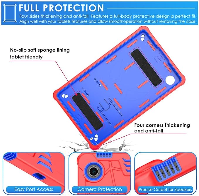 DETUOSI Case for Samsung Galaxy Tab A9 8.7 2023 Tablet (SM-X110/X115/X117) with Shoulder Strap3-Layers Hybrid Heavy Duty Full-Body Shockproof4-Angles Viewing Protective Cover