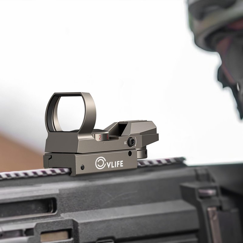 CVLIFE Red Dot Sight, Red Green Reflex Sight with 4 Adjustable Reticles for 20mm Rail, Grey