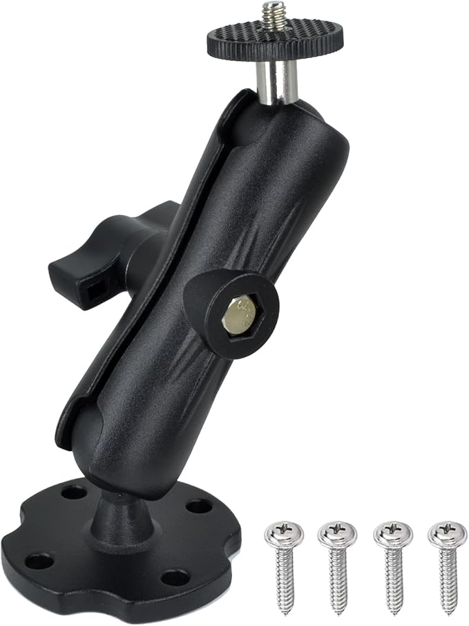 VAUBORTTI Heavy-Duty Camera Wall/Desktop Mount with 1/4"-20 Thread, Aluminum Alloy Arm, Dual Ball Heads, 1-Inch TPU Ball, Free Rotation,Compatible with DSLR, CCTV, RAM B System