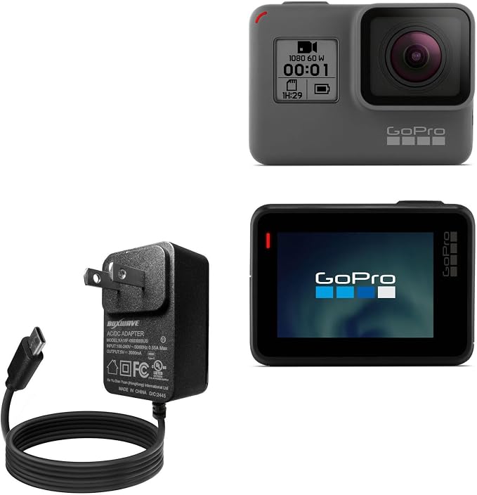 BoxWave Charger Compatible with GoPro Hero (2018) - Wall Charger Direct (15W) Rapid Charge Your Device with Built-in 3ft Cable