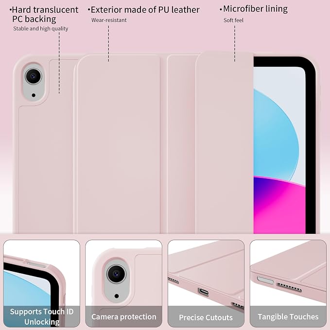 Case for iPad A16 11th/10th Generation 11 Inch/10.9 Inch Black | a16 ipad case with Pencil Holder Slim Trifold Stand Smart Cover and Soft TPU Back Auto Wake/Sleep 2022/2025