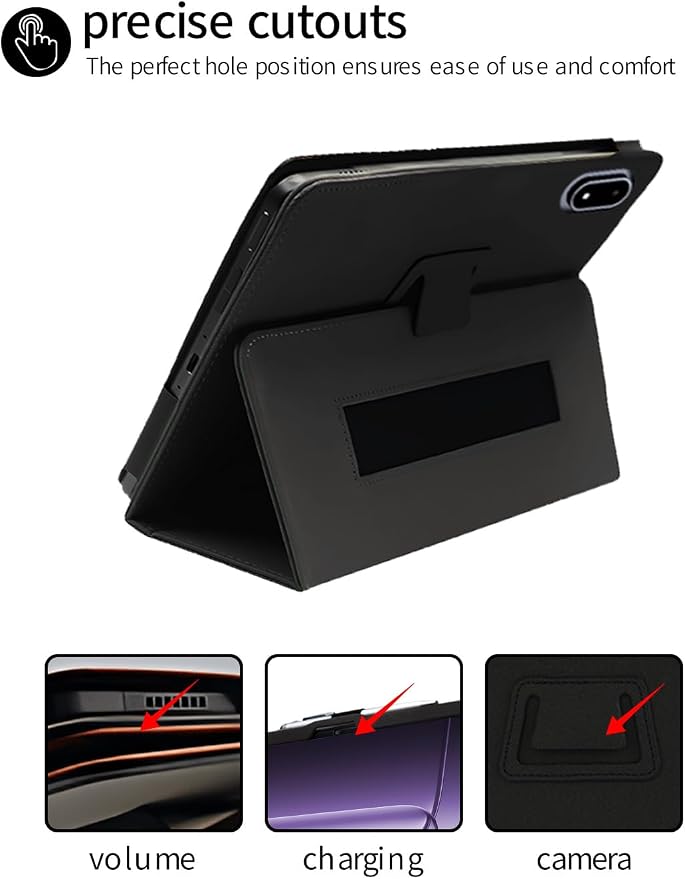 for OnePlus Pad 3 2025 13.2 Inch Android Tablet CaseBOVUGAC Folding Stand Protective Cover with Pencil Holder and Wrist StrapFull Protection Premium PUScratch Resistant(Black)