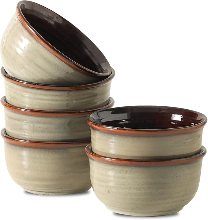 Hasense Ceramic Soup Bowls Set of 6, 20 Ounce Cereal Bowls for Serving,Oatmeal, Rice, Desserts, Salads, and Pasta, Serving Dishes for Entertaining, Microwave and Dishwasher Safe, Light Grey
