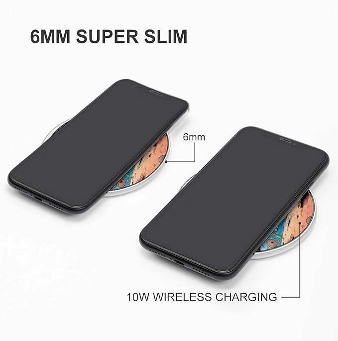 Funny Potato Wireless Charger with USB CableAluminum Alloy Frame 10W Max Compatible Fast Wireless Charging Pad- 3.2ft Cable Included for Travel Home Office Desk