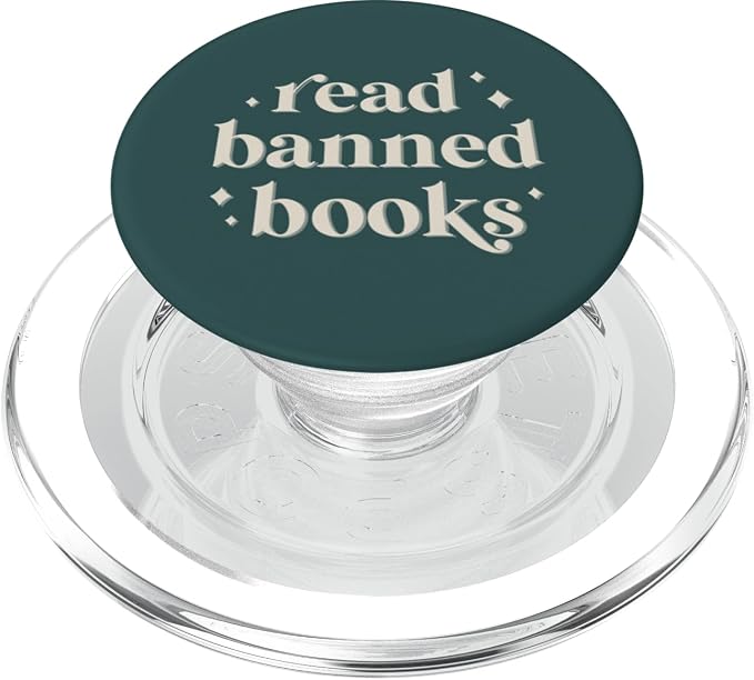 Read Banned Books - Vintage Retro Lettering (Forest Green) PopSockets MagSafe PopGrip for iPhone