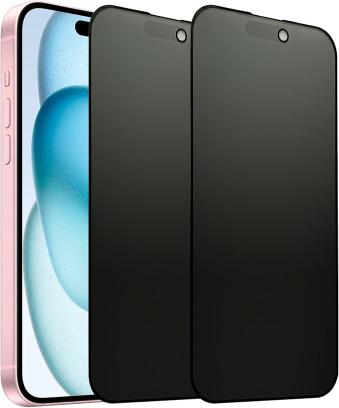 2 Pack Matte Privacy Screen Protector for iPhone 15 Plus/iPhone 16 Plus 6.7 Inches Anti-spy Anti-glare Eye Protection Scratch Resistant Tempered Glass Film Super Smooth &amp Sensitive Touch