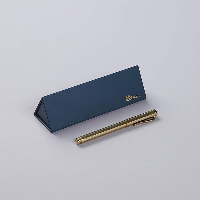 Erin Condren Designer Desk Accessories - Gold Gel Pen in Focused Gift Box - Refillable Black Ink. Features Gel Ink, Black Colored Ink, Gold Metal Barrel