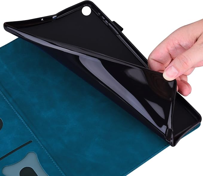 Folio Cover for Amazon Fire Max 11 2023 (13th Generation) Techcircle PU Leather Multi-Angle Stand Flexible TPU Back Shell Protective Case with Pen Holder &amp Front Pocket for Fire Max 11 Tablet Bl