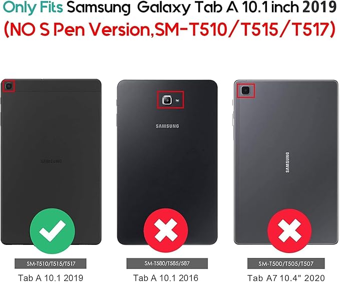 Case for Samsung Galaxy Tab A 10.1 2019 Model SM-T510/T515/T517 Stylus Holder Flip Wallet Leather Shockproof Cover for Galaxy Tab A SM-T510 Case Bicolor Marble
