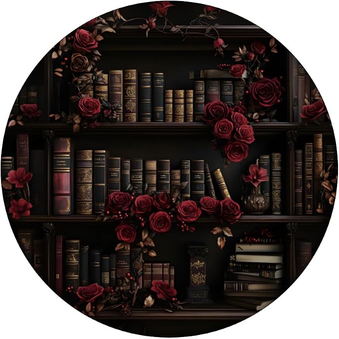 Goth Dark Fantasy Bookshelf with Vintage Books and Roses PopSockets PopWallet for MagSafe