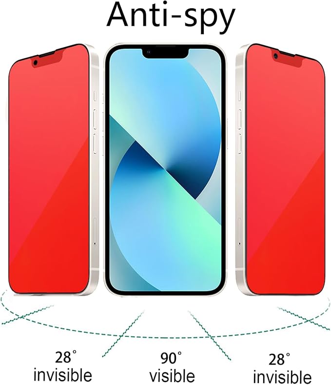 2 Pack Matte Anti-Blue Privacy Tempered Glass for iPhone 14 Pro Max / 15 Plus / 16 Plus Anti-glare Anti-Spy Screen Protector Film Colorful 6.7 inch