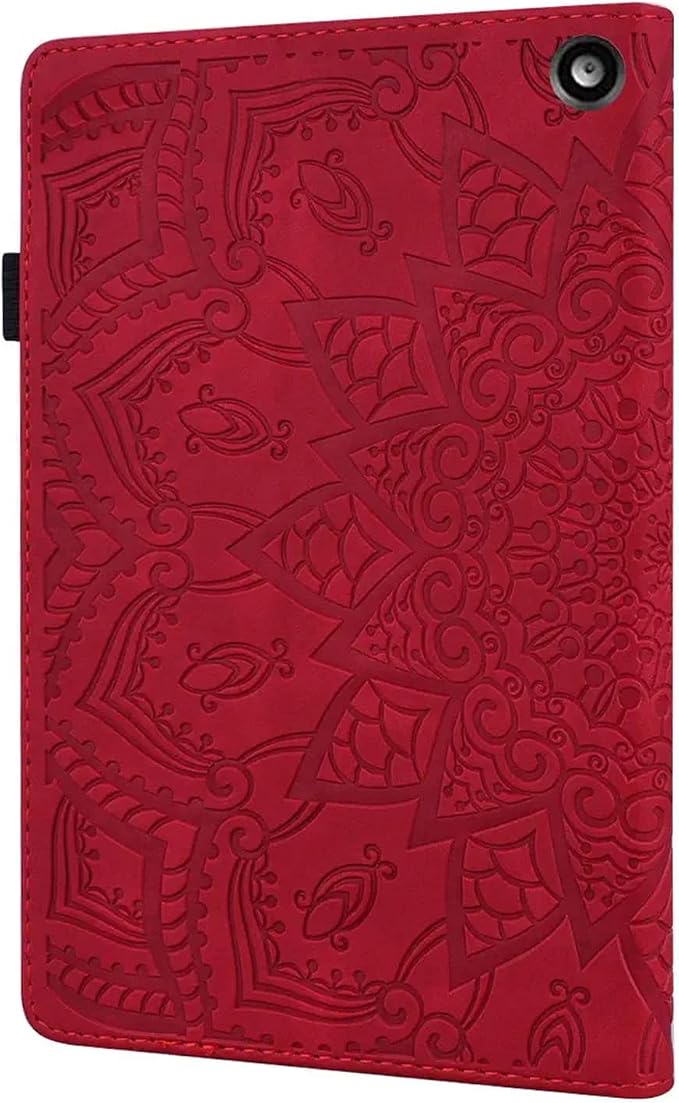 for Kindle Fire HD 8 Tablet (only Fits 10th Generation) &amp Fire HD 8 Plus 8 Case 2020 with Stand/Pencil Holder/Card Pocket/Elastic Band Embossed PU Leather Floral Cover Brown Peacock Flower