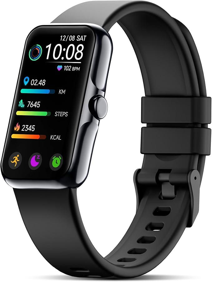 Sunorshop Health Fitness Tracker, Smart Watch with 24/7 Heart Rate and Blood Oxygen Monitor, Sleep Tracker with IP68 Waterproof, Activity Tracker Pedometer Step Counter for Women Men (Deep Black)