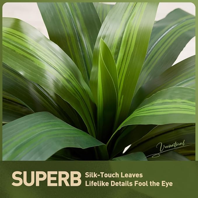 Artificial Dracaena Tree, 4FT Tall Fake Plants with UV Resistant Leaves, Faux Tropical Yucca Trees for Indoor Outdoor, Potted Large Floor Plant for Home Decor Living Room Porch, VN123