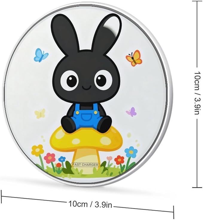 Black Rabbit Wireless Charger Magnetic Phone Induction Charger 10w Fast Wireless Charging Station Compatible with iPhone 17 16 15 14 13 12 Pro Max Samsung Galaxy S25 S24 S23