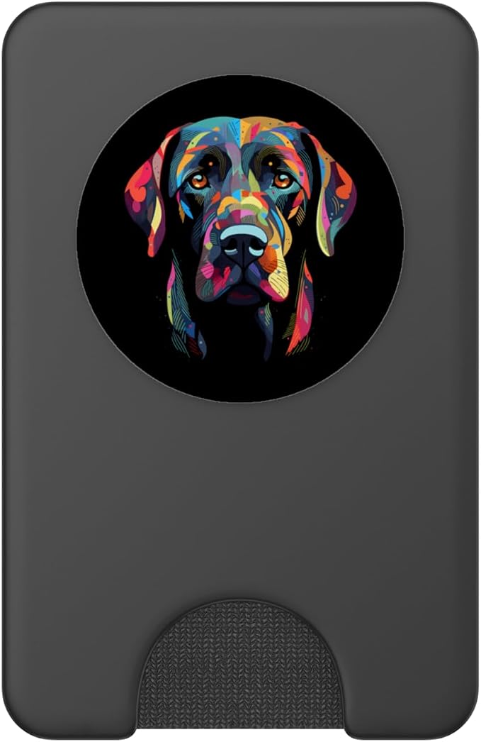 Labrador Retriever Colorful Dog Face Funny Lab Lover Black PopSockets Adhesive PopGrip