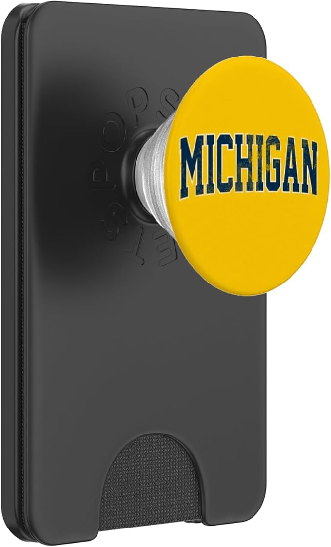 Vintage Michigan Look Maize Blue Men Retro Font Michigan Tee PopSockets Adhesive PopGrip