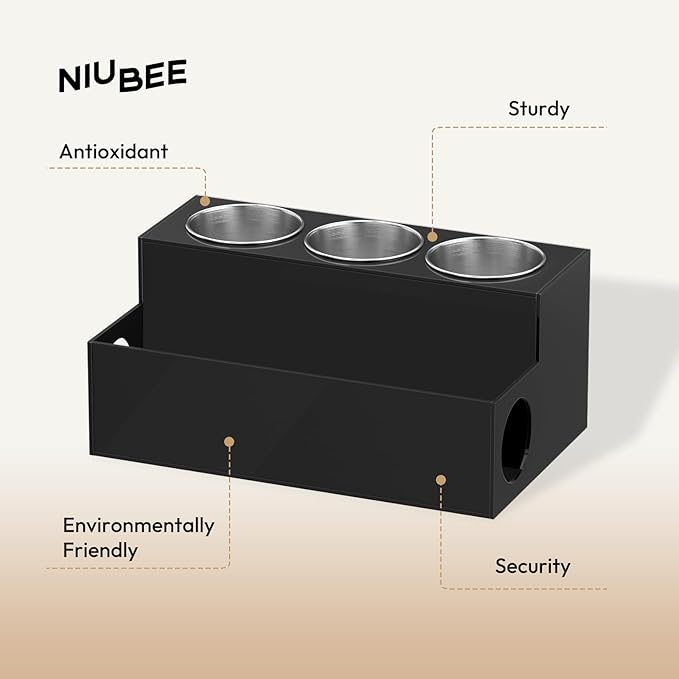 NIUBEE Hair Tool Organizer, Black Acrylic Hair Dryer and Styling Holder, Bathroom Countertop Blow Dryer Holder, Vanity Caddy Storage Stand for Accessories, Makeup, Toiletries