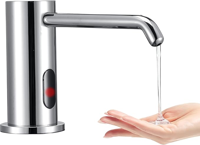 Automatic Soap Dispenser Touchless for Kitchen Bathroom Sink Built in Electric Soap Dispenser Infrared Sensors Liquid Commercial Dispenser with Bottle and Pump 33.81oz/1000ml (Chrome)