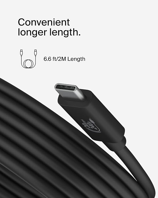 Belkin Connect USB4 Cable (6.6ft/2M Power Cable) USB-C to USB-C Cable w/ 240W Power Delivery + 20Gbps - USB4 Compliant Power Cable Compatible with MacBook Windows Chromebook &amp More