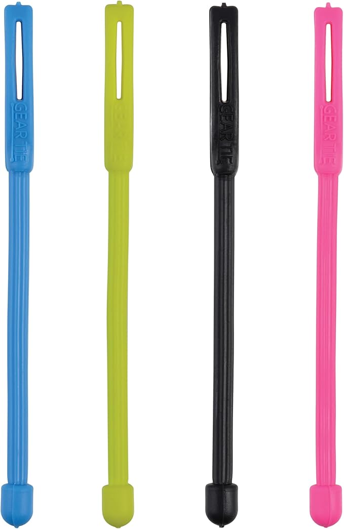 Nite Ize Gear Tie Cordable Twist Tie - Flexible Ties for Cord Management - Reusable Rubber Twist Ties for Wires - Waterproof & UV Resistant - Assorted Colors - 3-inch, 16 Count (4 Pack)