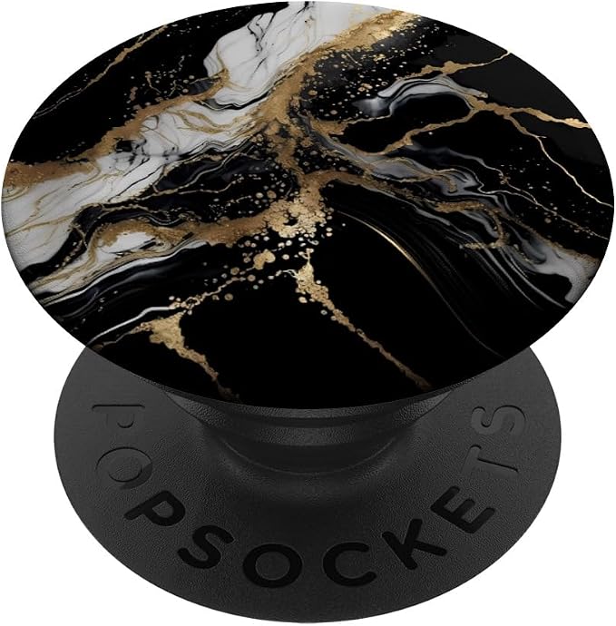 Marble-like Black and White and Gold Colors Pattern PopSockets Adhesive PopGrip