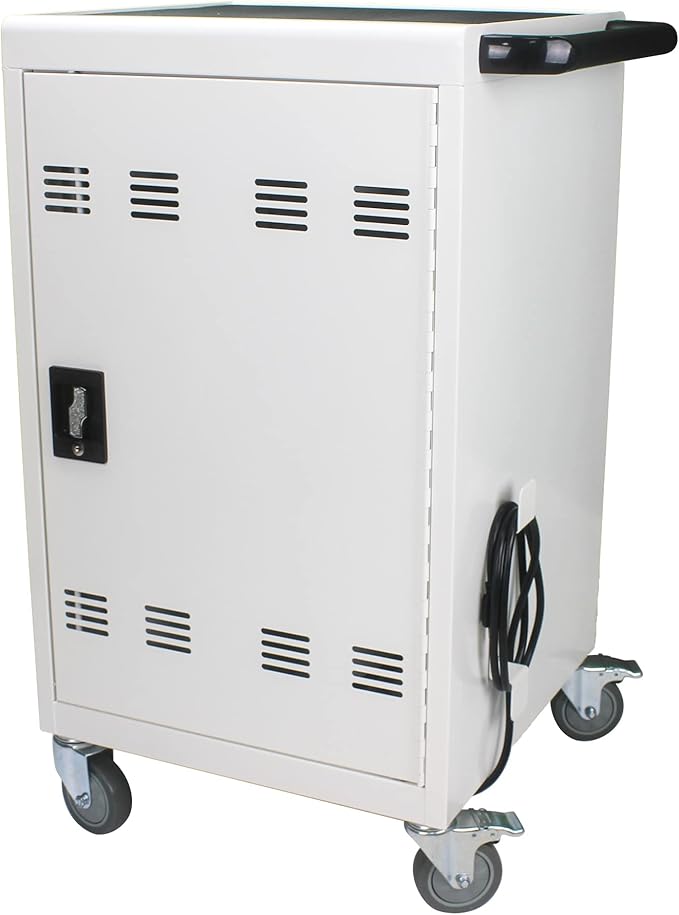 Thetilsy 35 Device Mobile Charging Station for Laptops/Tablets/iPads/Chromebooks,35 Bay Lockable Charging Cabinet with Power Strip for Classroom,School Charging Carts with Casters(White)