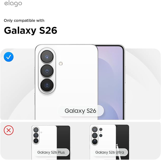 elago Tempered Glass+ Screen Protector for Samsung Galaxy S26 | Case Friendly 9H Surface Hardness Anti-Fingerprint Shatter-Proof Scratch Protection Bubble-Free