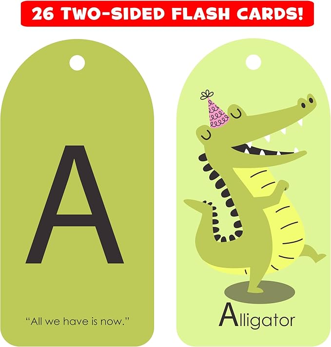 Hapinest My First ABC Alphabet Flash Cards for Baby and Toddlers, 26 Double-Sided Flashcards with Ring
