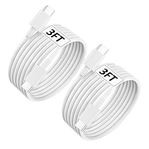 USB C to USB C 240W USB C Cable 2-Pack 10ft C to C Cable Fast Charging for MacBook Pro/MacBook Air iPad Pro/iPad Air iPhone 16 15 Pro Max Plus Samsung GalaxyCompatible 140W/100W/65W/45W/35W/20W