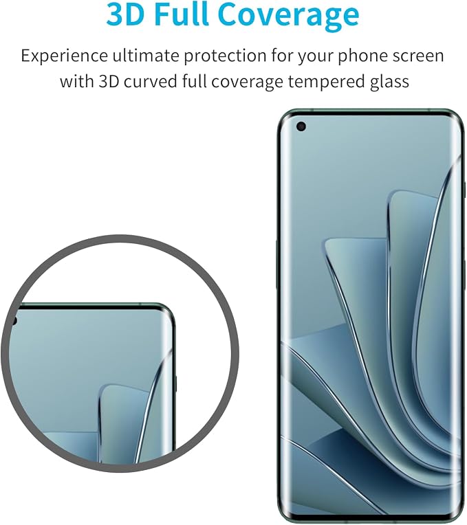 Didisky Screen Protector for Oneplus 9 Pro 3 Pack Tempered Glass Film with 2 Pack Camera Lens Protector Easy to UseScratch-Resistant9H Hardness3D Curved Full Coverage