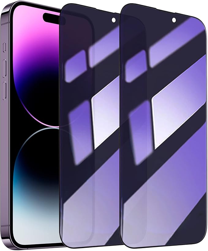 2 Pack Compatible with iPhone 12 Pro Max Privacy Screen Protector Anti-Spy Anti-Blue Light Eye Protection Tempered Glass Film Scratch Resistant Full Coverage Case Friendly