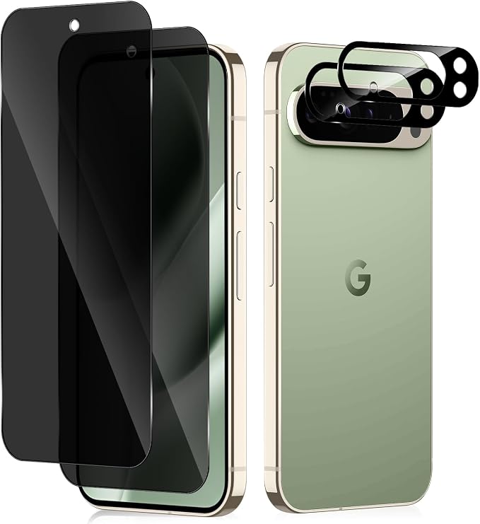 Privacy Screen Protector for Google Pixel 10 Lens Protector | [2+2] 9H Hardness Tempered Glass Protective Film + Camera Lens Protector [Full Coverage] [Anti-Spy] [Scratch-Resistant]