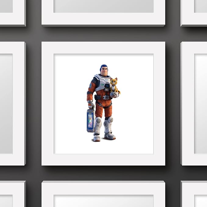 Trends International Gallery Pops Disney Pixar Lightyear - Buzz Lightyear and SOX Wall Art Wall Poster, 12" x 12", White Framed Version