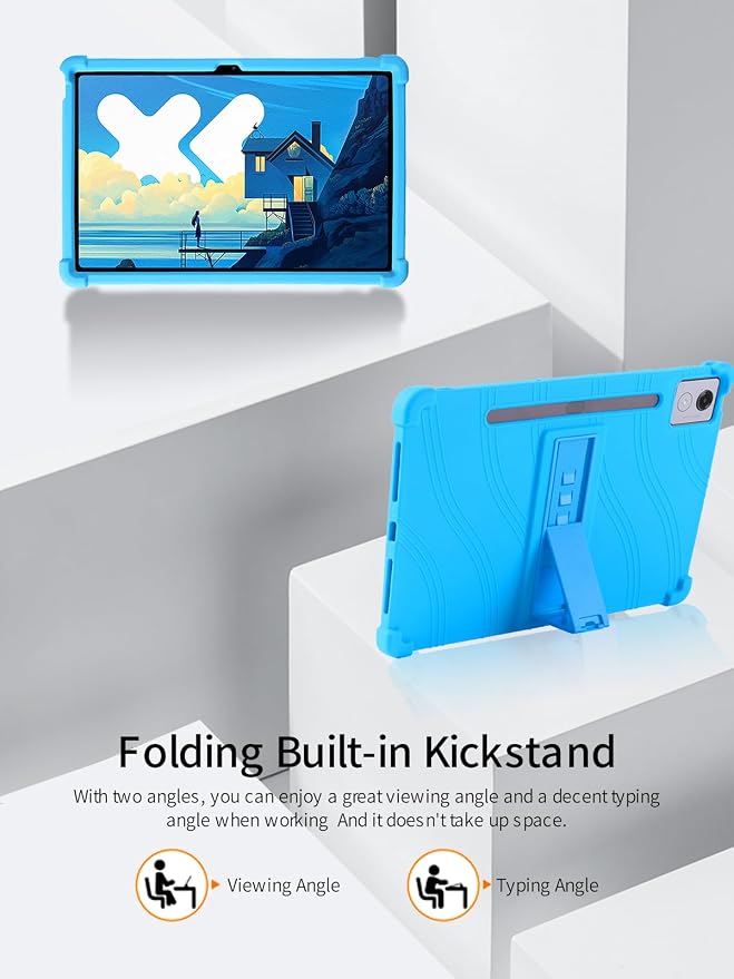 for Lenovo Idea Tab Pro 12.7 inch Tablet CaseBOVUGAC Soft Silicone Adjustable Stand Shockproof Kids Friendly for Lenovo Idea Tab Pro Tablet(Black)