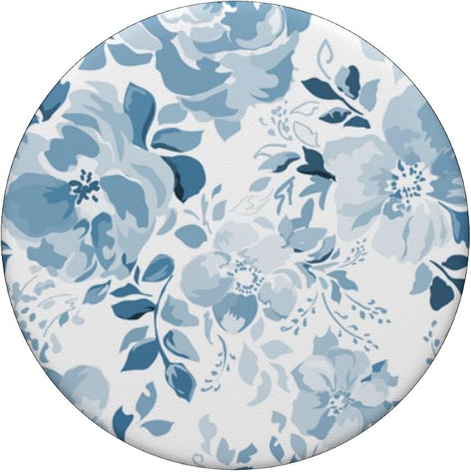 Light Blue Floral Flowers Country Vintage Antique PopSockets Adhesive PopGrip
