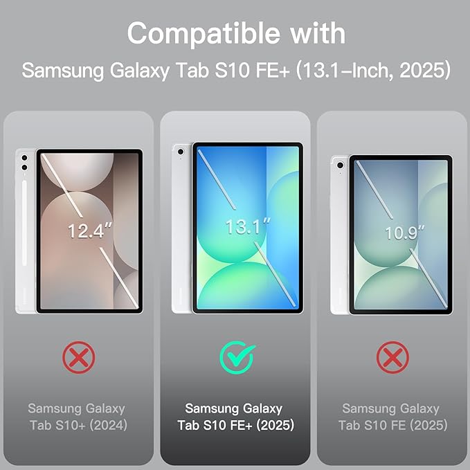 JETech Folio Case Cover for Samsung Galaxy Tab S10 FE Plus 13.1 Black | Multi-Angle Stand Cover S Pen Holder Slim Protective Cover Auto Wake/Sleep