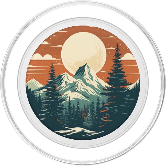 Retro Pine Tree Mountain Scene Forest Nature PopSockets Adhesive PopGrip