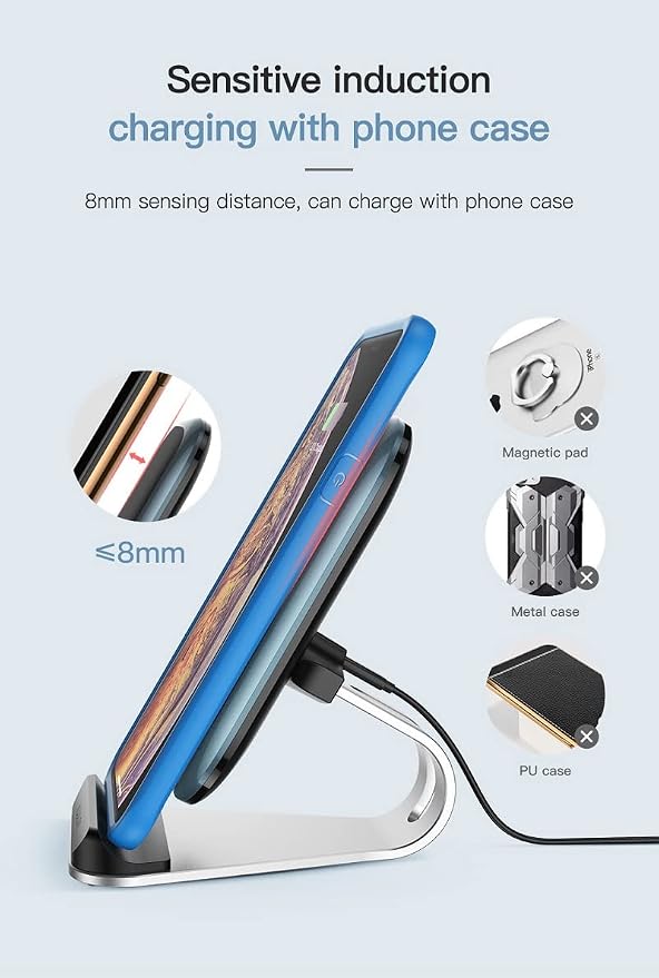 Metal Stand Qi Wireless Charger 15W for Doogee S89 S90 S95 S96 S97 S98 Pro S88 Plus Ulefone Armor 14 13 11 11T 10 9Blackview BV9700 BV9800 BV9900 Pro