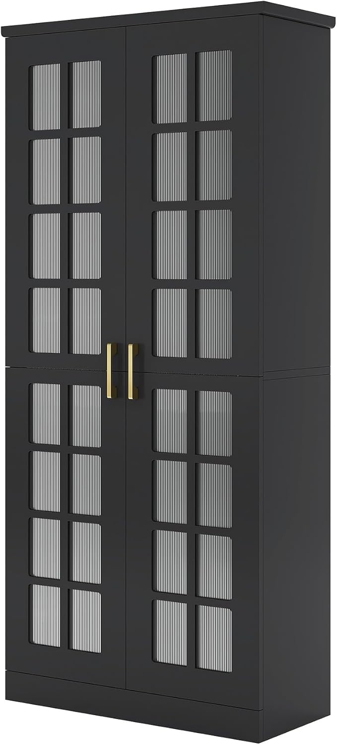 Tribesigns Tall Shoe Cabinet Set of 2, 8-Tier Shoe Storage with Adjustable Shelves, Modern Shoe Organizer Shoe Rack Cabinet for Entryway, Hallway, Closet, Living Room, Black