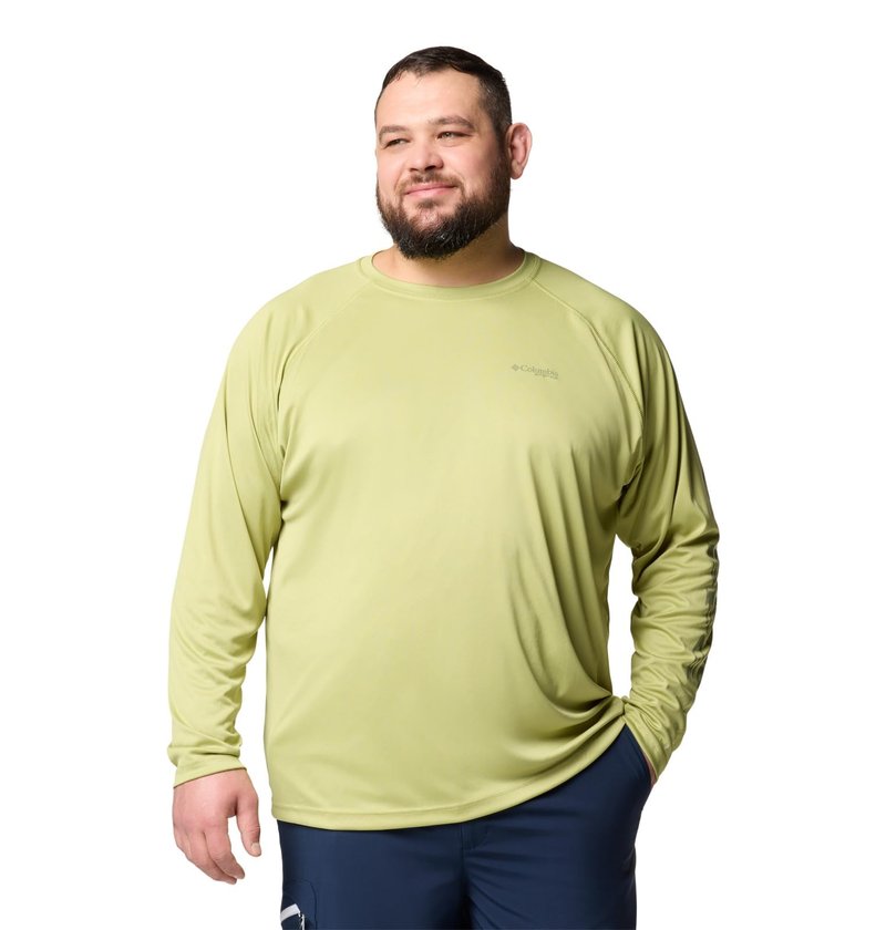 Columbia Men's PFG Terminal Tackle Long Sleeve Fishing Shirt, Pear/Cypress Logo, 5X