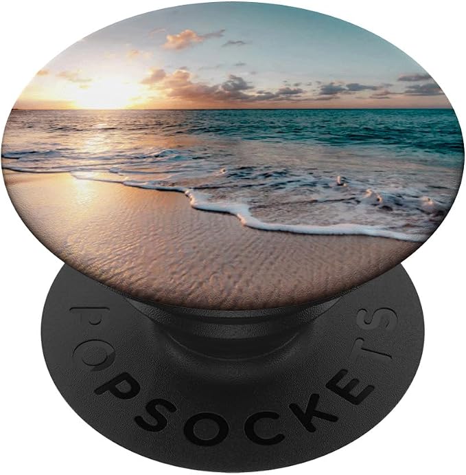 Beach Ocean Sunset Wave - Tropical Sand PopSockets Adhesive PopGrip