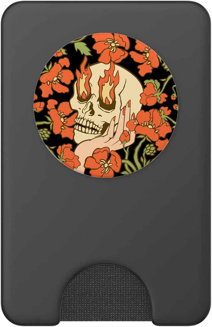 PopSockets Skull &amp Goth Phone Grip &amp Stand - Skull Flowers PopSockets PopGrip for MagSafe